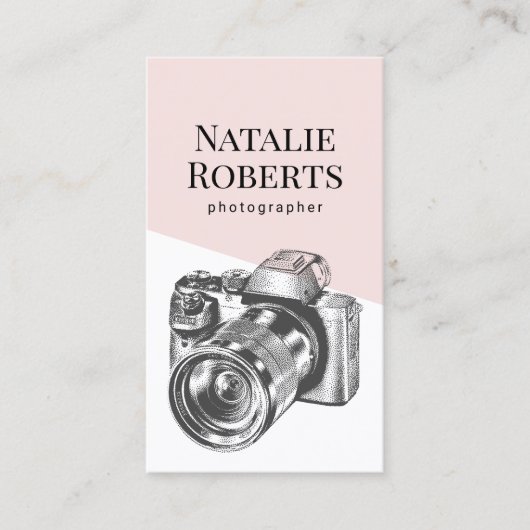 Fotograf Blush Pink Kamera Fotografie Visitenkarte (Vorderseite)