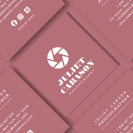 Fotograf Bold Typografy Dusty Rose Quadratische Visitenkarte