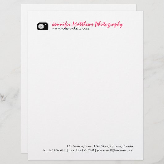 Fotograf Briefbogen (Vorne/Hinten)