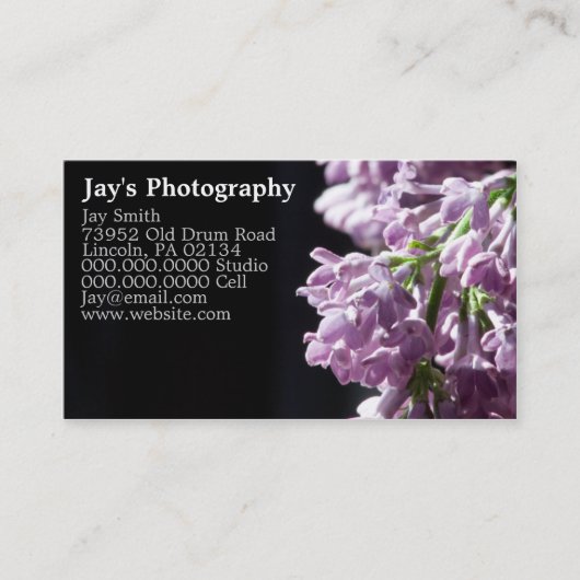 Fotograf Business Cards Lilac Visitenkarte (Vorderseite)