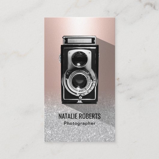 Fotograf Camera Blush Rose Gold Fotografie Visitenkarte (Vorderseite)