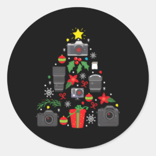 Fotograf Camera Ornat Tree Runder Aufkleber