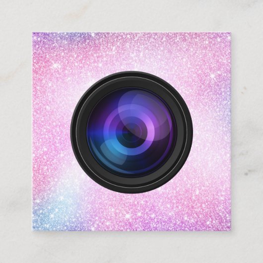 Fotograf Camera Unicorn Glitzer Fotografie Quadratische Visitenkarte (Vorderseite)