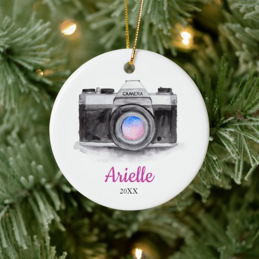 Fotograf Custom Personalisiert Camera Weihnachten Keramik Ornament (Baum)