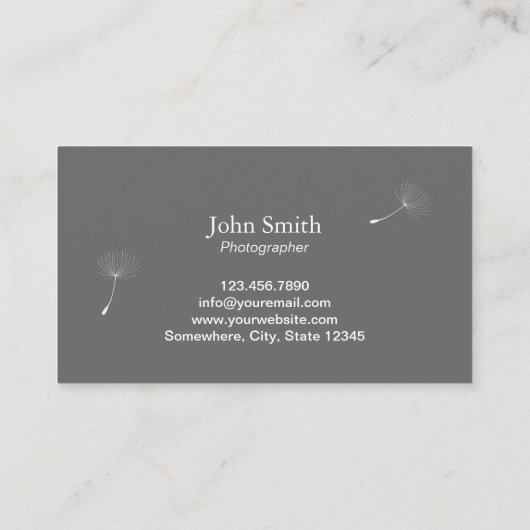 Fotograf Dark Gray Dandelion Fotografie Visitenkarte (Rückseite)