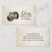 Fotograf - DSLR-Kamera Wasserfarbskizze Visitenkarte (Vorne/Hinten)