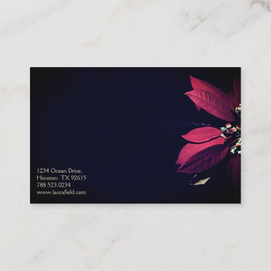 Fotograf Elegant Red Blume Black Visitenkarte (Rückseite)
