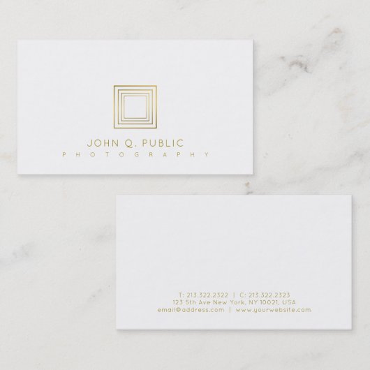 Fotograf-elegante Goldblick-Fotografie stilvoll Visitenkarte (Vorne/Hinten)