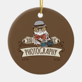 Fotograf-Eule mit Kamera Keramik Ornament