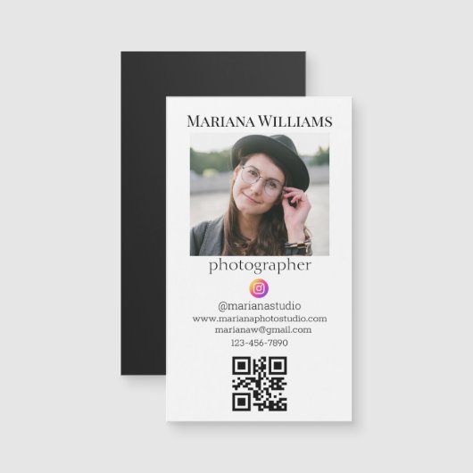 Fotograf Foto qr Code moderner Business Magnet (Vorne/Hinten)