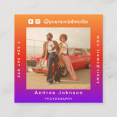 Fotograf Foto Social Media & QR Code Modern Quadratische Visitenkarte (Vorderseite)