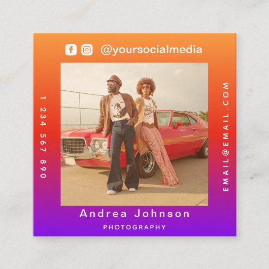 Fotograf Foto Social Media & QR Code Modern Quadratische Visitenkarte (Vorderseite)