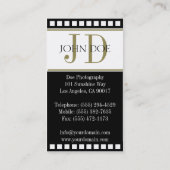 Fotograf-Fotografie-Schwarz-Film-Goldmonogramm Visitenkarte (Rückseite)