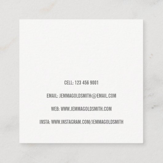 Fotograf Fotografy Square Business Card Quadratische Visitenkarte (Rückseite)