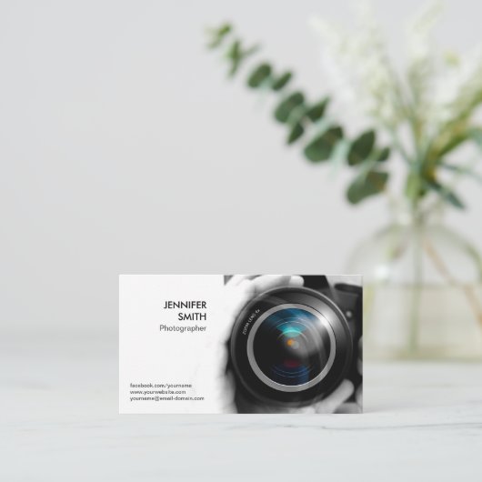Fotograf Fotojournalist Camera Lens Studio Visitenkarte (Stehend Vorderseite)
