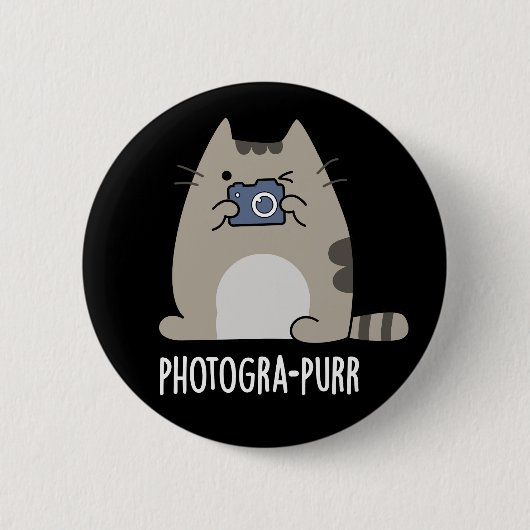 Fotograf Funny Cat Fotograf Pun Dark BG Button (Vorderseite)