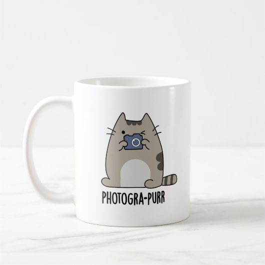 Fotograf Funny Cat Fotograf Pun Kaffeetasse (Links)