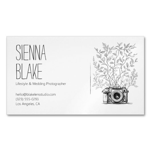 Fotograf für botanische Camera-Logos Magnetische Visitenkarte (Vorderseite)