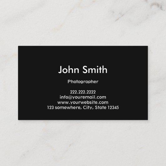 Fotograf, gefroren, Linsen Fotografie Visitenkarte (Rückseite)