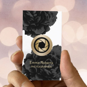 Fotograf-Goldkamera-Schwarz-Blumenphotographie Visitenkarte
