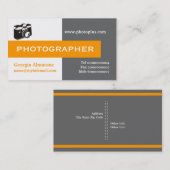 Fotograf grau, weiß, orange Auge auffällig Visitenkarte (Vorne/Hinten)