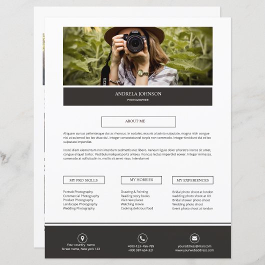 Fotograf Info zur Seitenvorlage (Vorne/Hinten)