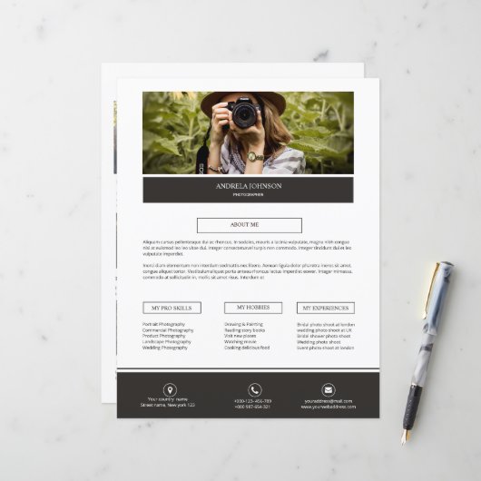 Fotograf Info zur Seitenvorlage (Vorderseite/Rückseite Beispiel)