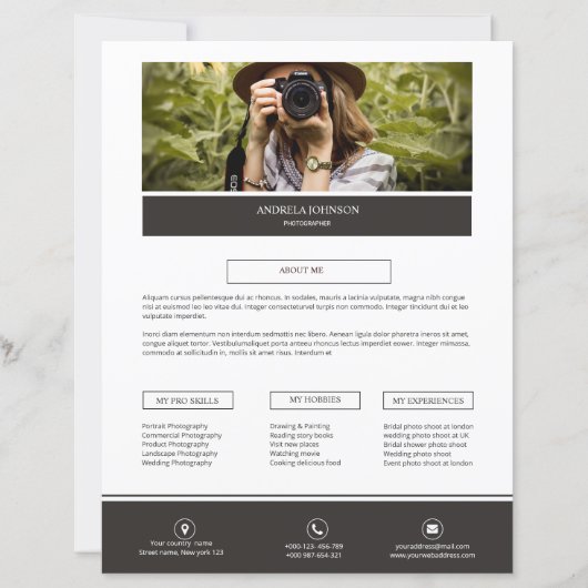 Fotograf Info zur Seitenvorlage (Vorderseite)