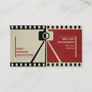 Fotograf Kamera Fotografie schwarz, rot, beige Visitenkarte