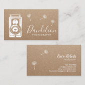 Fotograf-Kamera-rustikaler Löwenzahn Kraftpapier Visitenkarte (Vorne/Hinten)