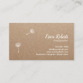 Fotograf-Kamera-rustikaler Löwenzahn Kraftpapier Visitenkarte (Rückseite)