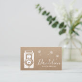 Fotograf-Kamera-rustikaler Löwenzahn Kraftpapier Visitenkarte (Stehend Vorderseite)