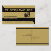 Fotograf Kamera schwarz, Gold auffällig Visitenkarte (Vorne/Hinten)