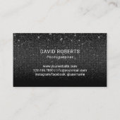 Fotograf Kamera Schwarzer Glitzer Fotografie Visitenkarte (Rückseite)