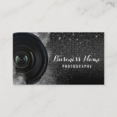 Fotograf Kamera Schwarzer Glitzer Fotografie Visitenkarte (Vorderseite)