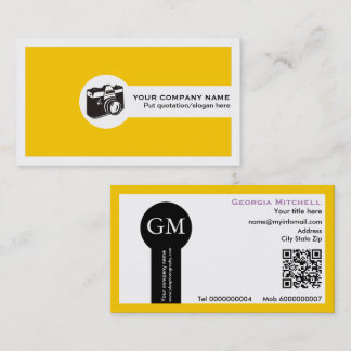 Fotograf Kamera und QR-Code gelb Visitenkarte