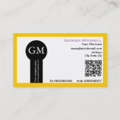 Fotograf Kamera und QR-Code gelb Visitenkarte (Rückseite)