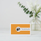 Fotograf Kamera und QR-Code orange Visitenkarte (Stehend Vorderseite)