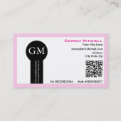 Fotograf Kamera und QR-Code rosa Visitenkarte (Rückseite)