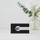 Fotograf Kamera und QR-Code schwarz und weiß Visitenkarte (Stehend Vorderseite)