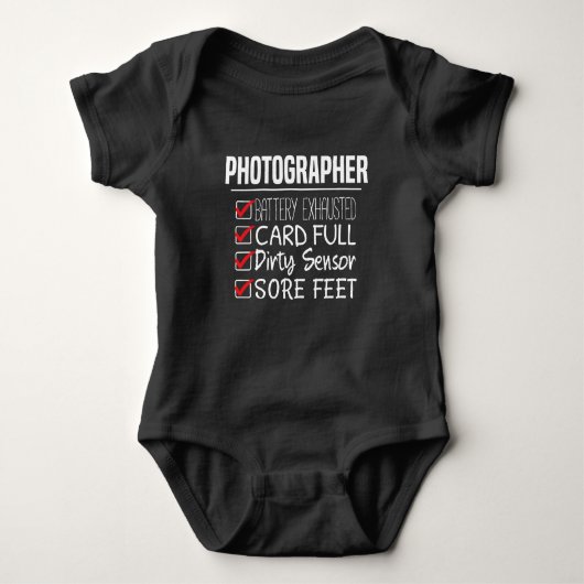 Fotograf Life - Funny Fotografy Checklist Baby Strampler (Vorderseite)