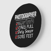 Fotograf Life - Funny Fotografy Checklist Große Wanduhr (Winkel)