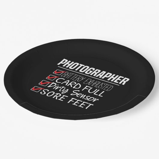 Fotograf Life - Funny Fotografy Checklist Pappteller (Schrägansicht)