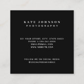 Fotograf Minimal Foto QR Code Social Media Quadratische Visitenkarte (Rückseite)