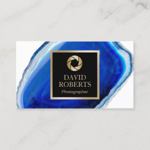 Fotograf Modern Gold Shutter Blue Agate Stone Visitenkarte