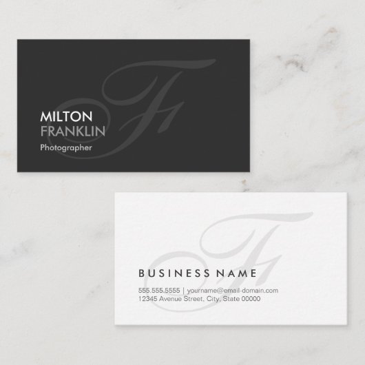 Fotograf - Modern Swash Monogram Visitenkarte (Vorne/Hinten)