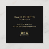 Fotograf Moderne Gold Pinselstriche Fotografie Quadratische Visitenkarte (Rückseite)