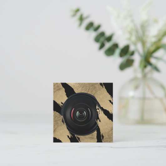 Fotograf Moderne Gold Pinselstriche Fotografie Quadratische Visitenkarte (Stehend Vorderseite)