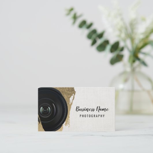 Fotograf Moderne Gold Stroke Fotografie Visitenkarte (Stehend Vorderseite)