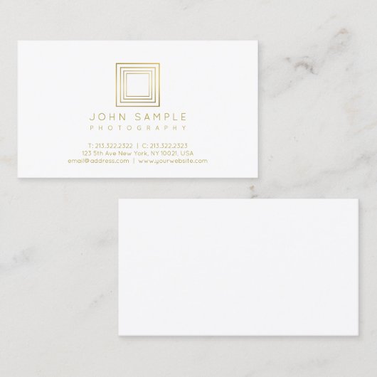 Fotograf-moderne Goldblick-Fotografie stilvoll Visitenkarte (Vorne/Hinten)